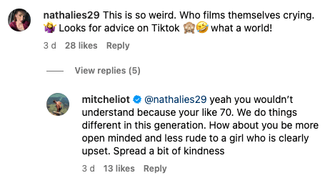 mitch eliot trolls phoebe spiller